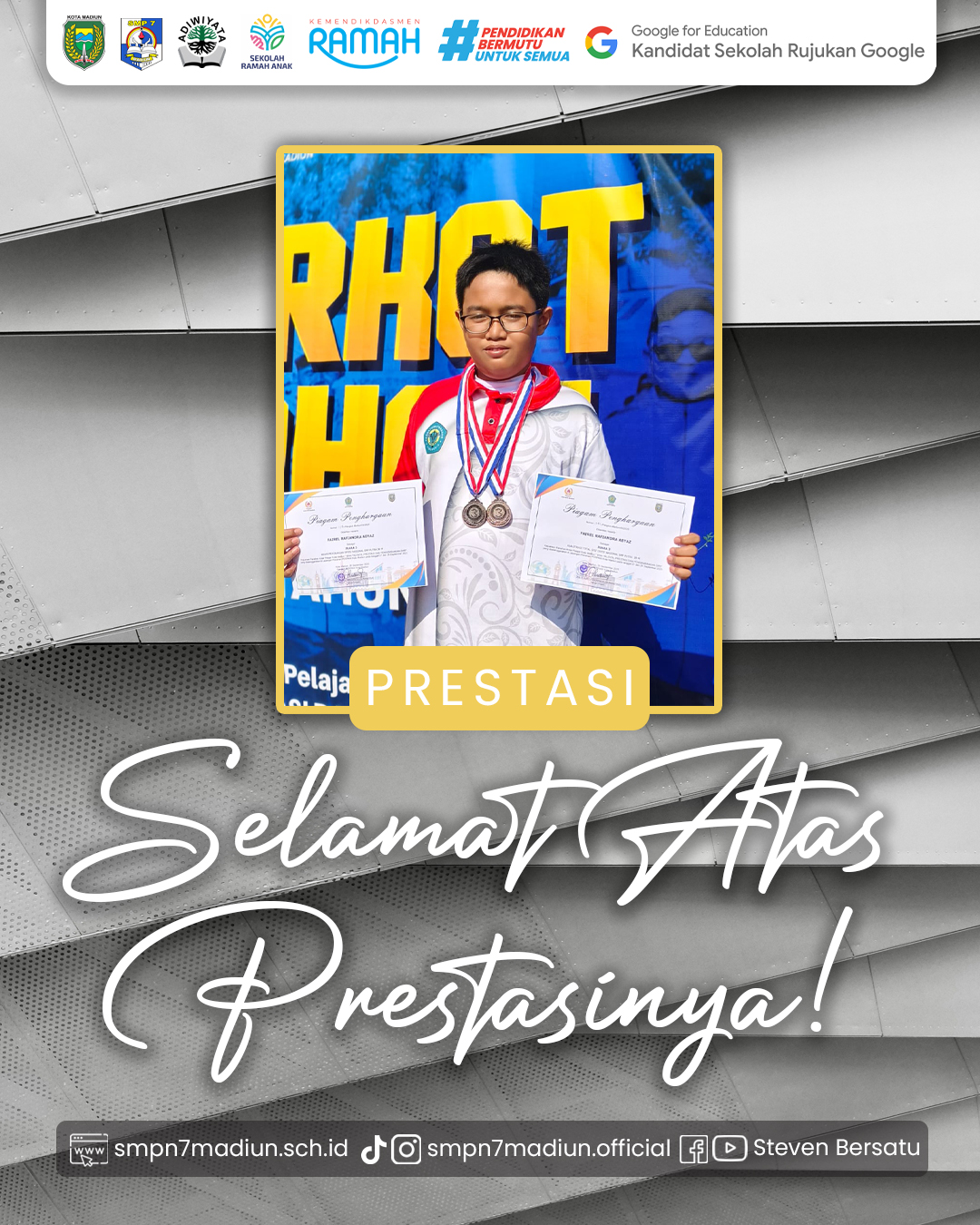 Siswa SMP Negeri 7 Madiun Fairel (7A) memperoleh Prestasi pada Kejurkot Panahan Kota Madiun 2025