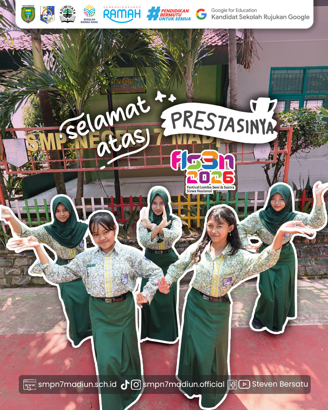 Selamat kepada Tim Tari Kreasi SMPN 7 Madiun pada Gelaran FLS3N Kota Madiun 2026